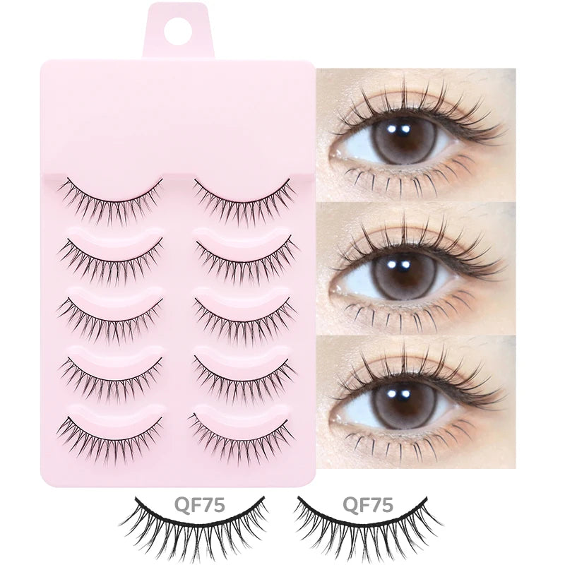 5 Pairs Manga Lashes Eyes Lashes Soft Natural Long Eyelashes Fake Lashes Anime Wispy Strip False Eyelashes Makeup