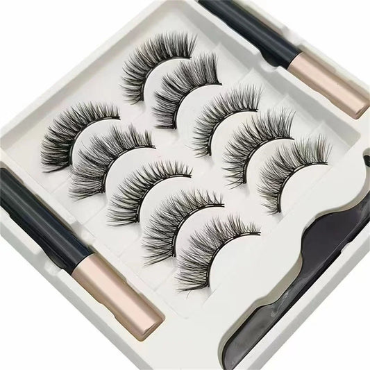 5 Pairs Magnetic Eyelashes with Eyeliner & Tweezers – 3D Mink