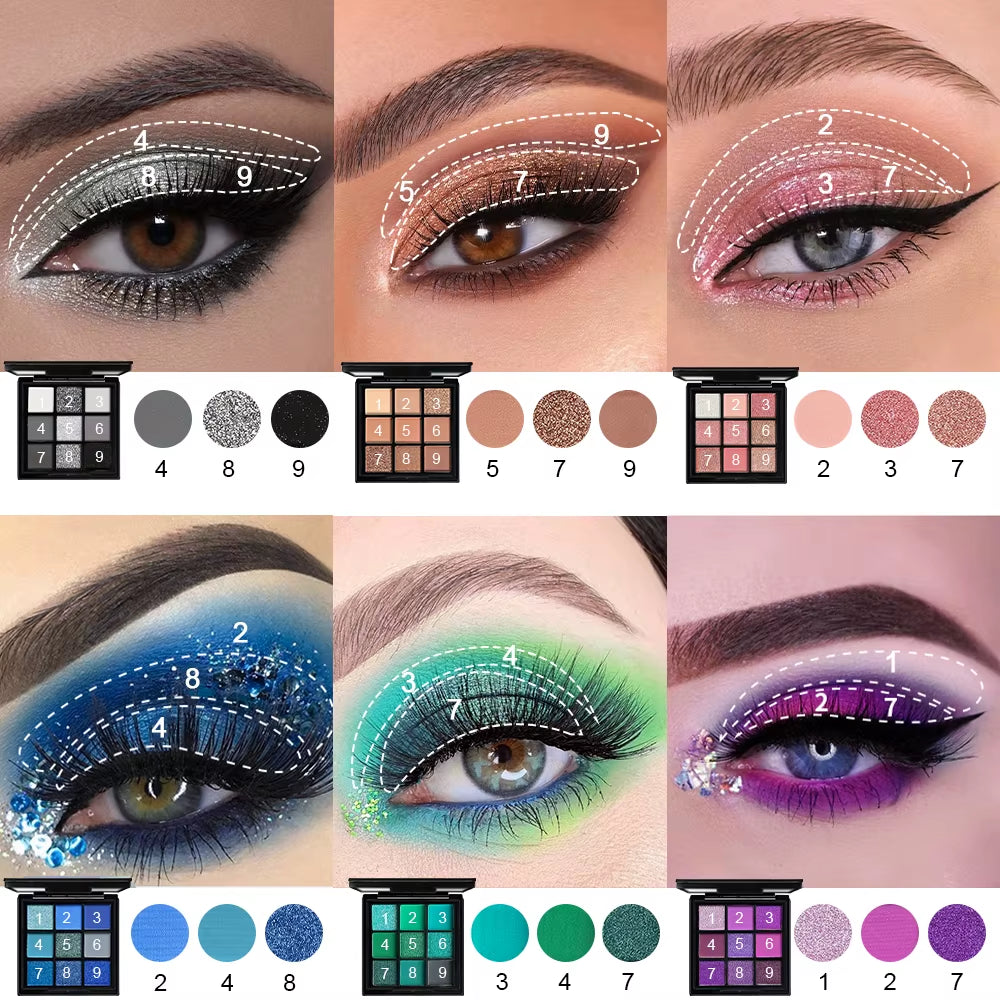 9-Grid Glitter & Matte Eyeshadow Palette