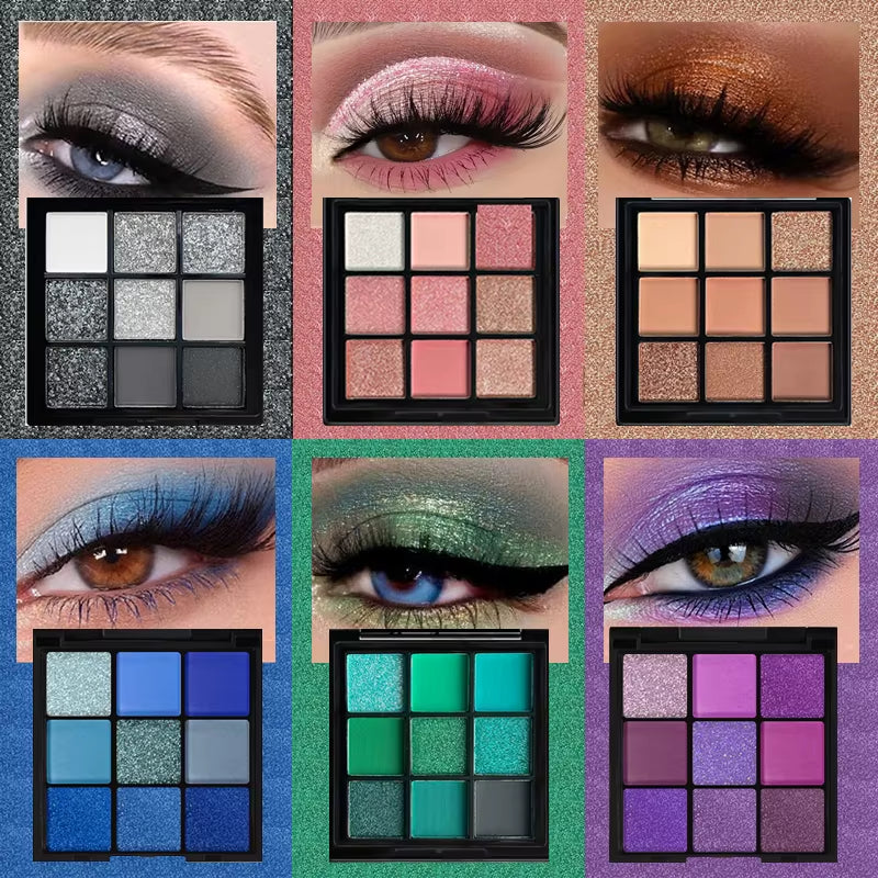 9-Grid Glitter & Matte Eyeshadow Palette