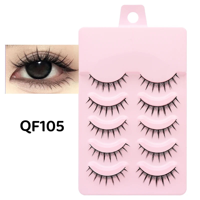 5 Pairs Manga Lashes Eyes Lashes Soft Natural Long Eyelashes Fake Lashes Anime Wispy Strip False Eyelashes Makeup
