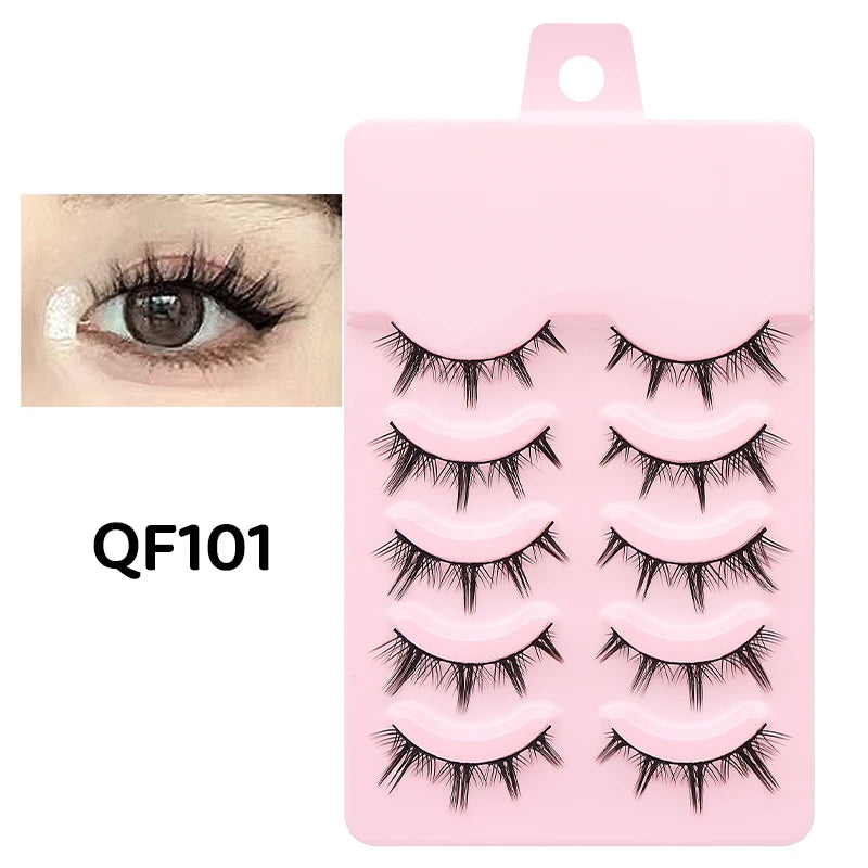 5 Pairs Manga Lashes Eyes Lashes Soft Natural Long Eyelashes Fake Lashes Anime Wispy Strip False Eyelashes Makeup