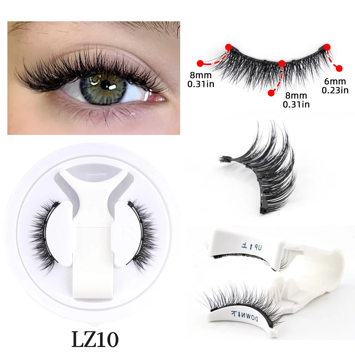 1 Pair Reusable Magnetic False Eyelashes – Natural Mink