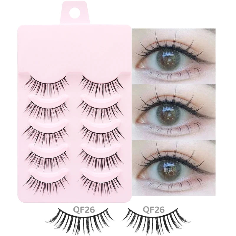 5 Pairs Manga Lashes Eyes Lashes Soft Natural Long Eyelashes Fake Lashes Anime Wispy Strip False Eyelashes Makeup