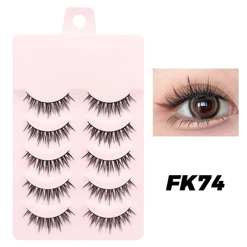5 Pairs Manga Lashes Eyes Lashes Soft Natural Long Eyelashes Fake Lashes Anime Wispy Strip False Eyelashes Makeup