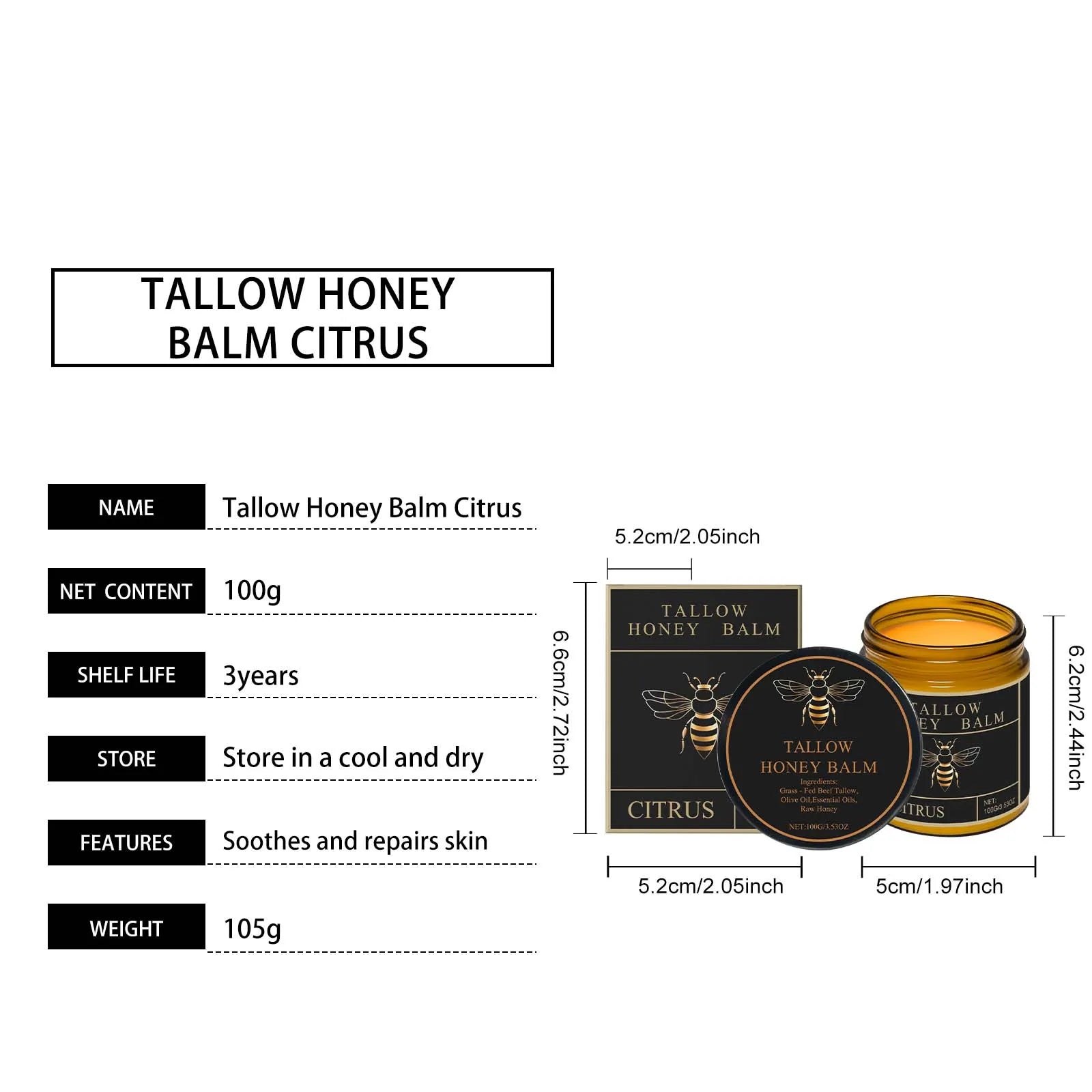 Tallow Honey Glow Cream – Hydrating & Firming Moisturizer for Face and Body