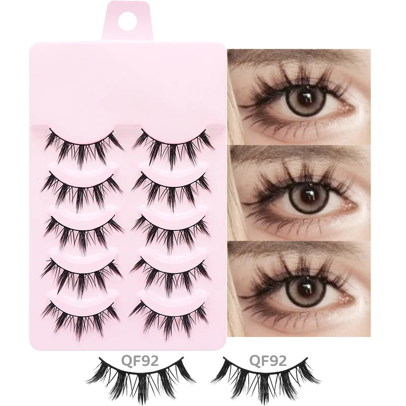 5 Pairs Manga Lashes Eyes Lashes Soft Natural Long Eyelashes Fake Lashes Anime Wispy Strip False Eyelashes Makeup