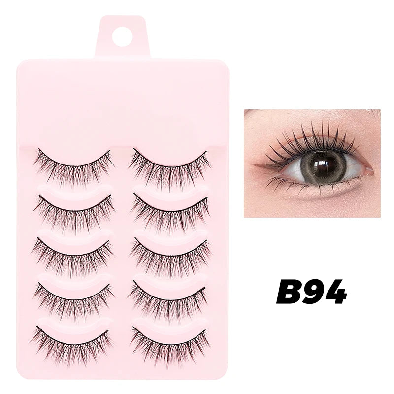 5 Pairs Manga Lashes Eyes Lashes Soft Natural Long Eyelashes Fake Lashes Anime Wispy Strip False Eyelashes Makeup