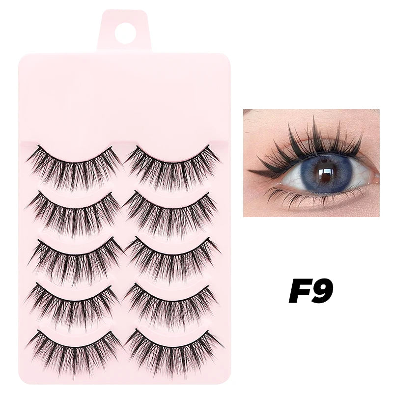 5 Pairs Manga Lashes Eyes Lashes Soft Natural Long Eyelashes Fake Lashes Anime Wispy Strip False Eyelashes Makeup