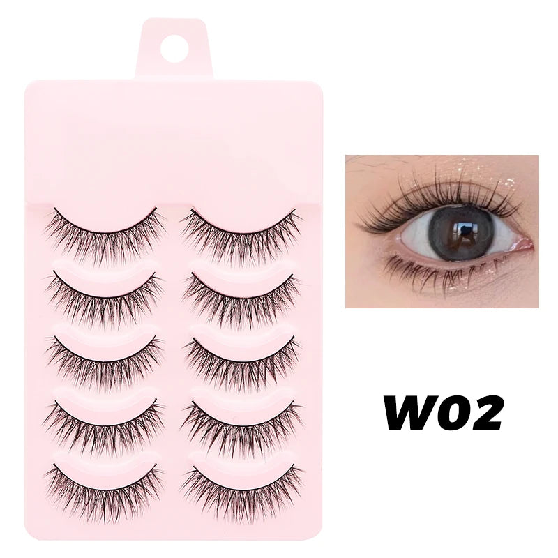 5 Pairs Manga Lashes Eyes Lashes Soft Natural Long Eyelashes Fake Lashes Anime Wispy Strip False Eyelashes Makeup