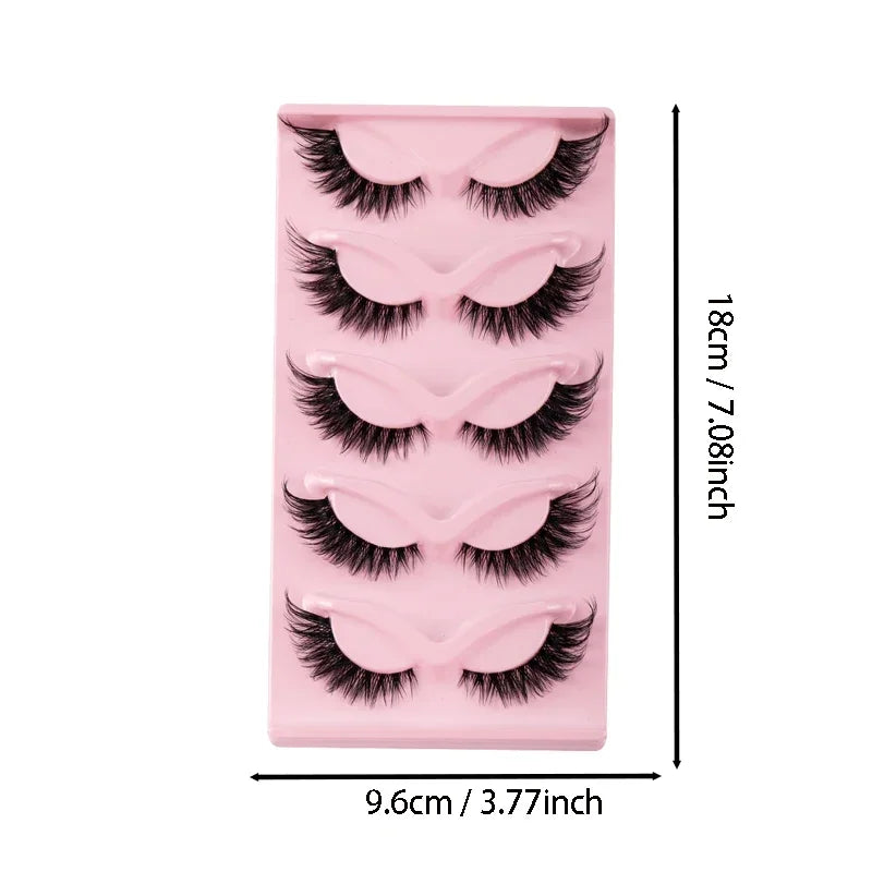 5 Pairs Cat Eye Faux Mink Lashes – Winged & Long