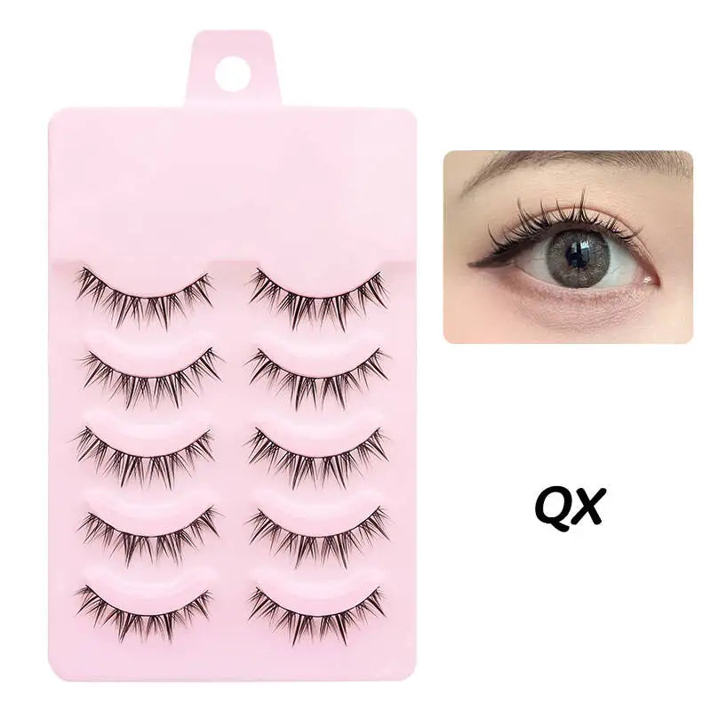 5 Pairs Manga Lashes Eyes Lashes Soft Natural Long Eyelashes Fake Lashes Anime Wispy Strip False Eyelashes Makeup