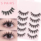 5 Pairs Manga Lashes Eyes Lashes Soft Natural Long Eyelashes Fake Lashes Anime Wispy Strip False Eyelashes Makeup