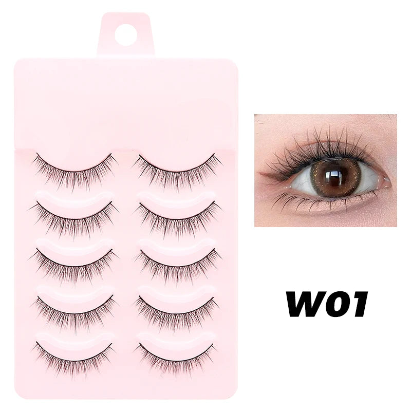 5 Pairs Manga Lashes Eyes Lashes Soft Natural Long Eyelashes Fake Lashes Anime Wispy Strip False Eyelashes Makeup