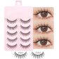 5 Pairs Manga Lashes Eyes Lashes Soft Natural Long Eyelashes Fake Lashes Anime Wispy Strip False Eyelashes Makeup