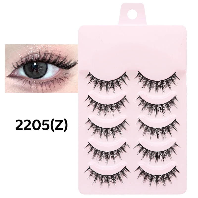 5 Pairs Manga Lashes Eyes Lashes Soft Natural Long Eyelashes Fake Lashes Anime Wispy Strip False Eyelashes Makeup