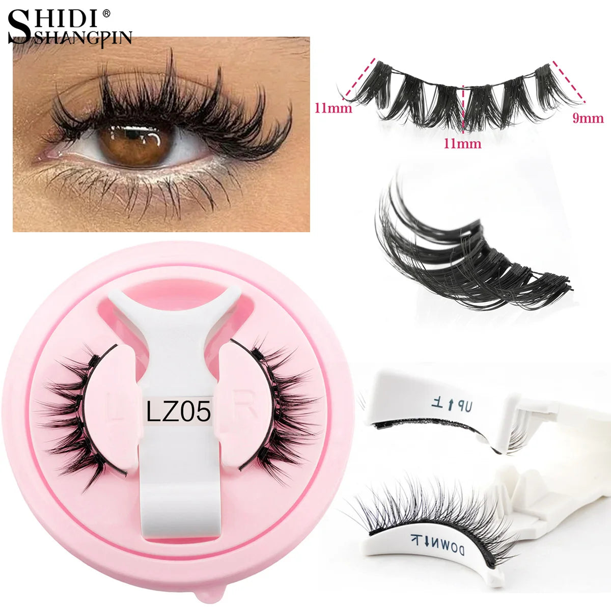 1 Pair Reusable Magnetic False Eyelashes – Natural Mink