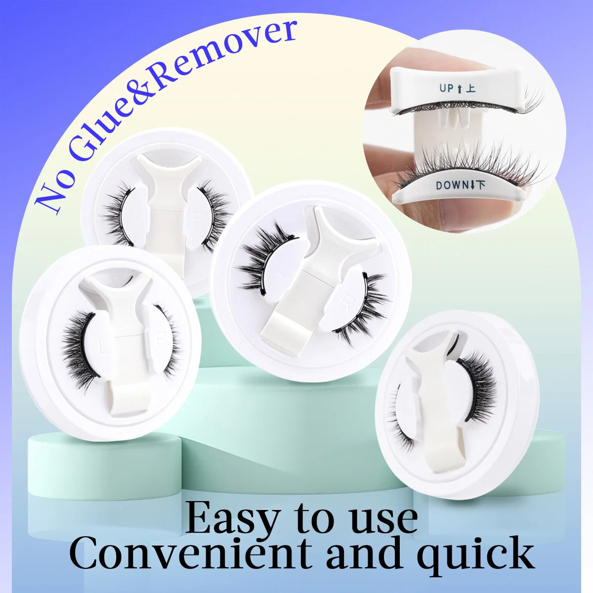 1 Pair Reusable Magnetic False Eyelashes – Natural Mink