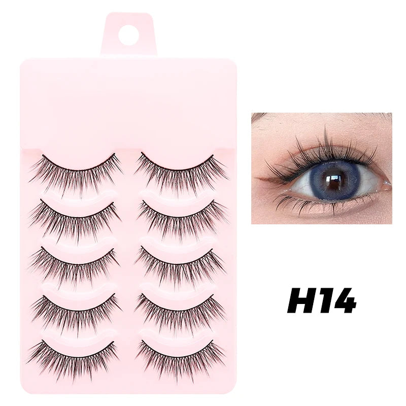 5 Pairs Manga Lashes Eyes Lashes Soft Natural Long Eyelashes Fake Lashes Anime Wispy Strip False Eyelashes Makeup