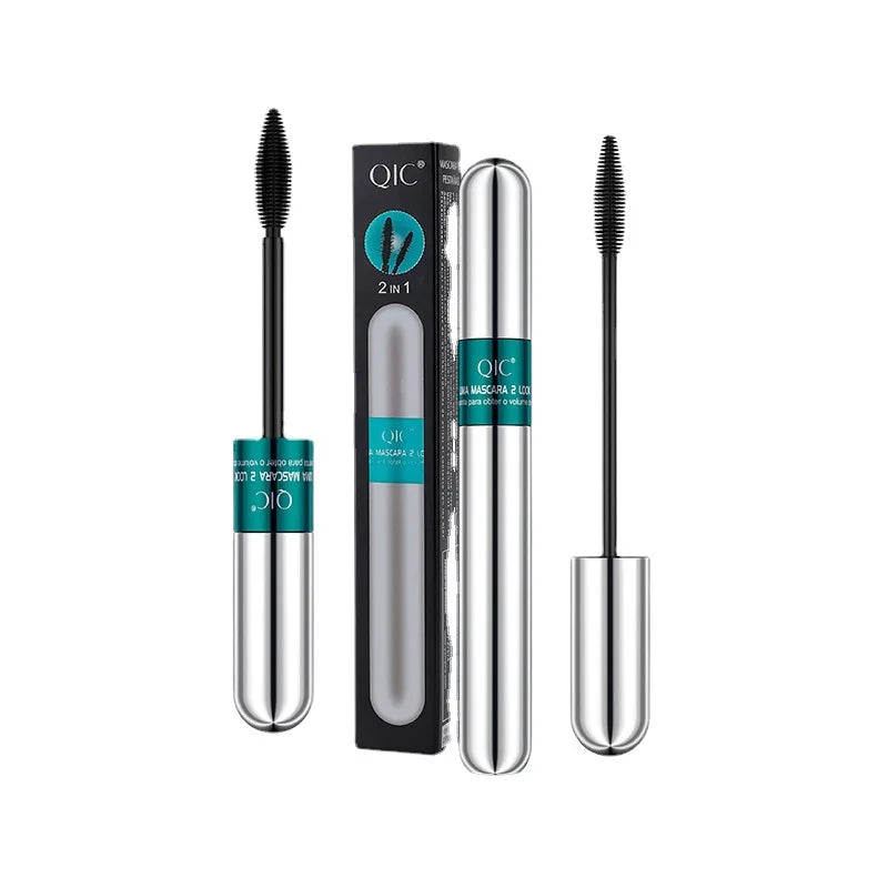 2-in-1 Slim Curl Waterproof Mascara – 4D Thickening