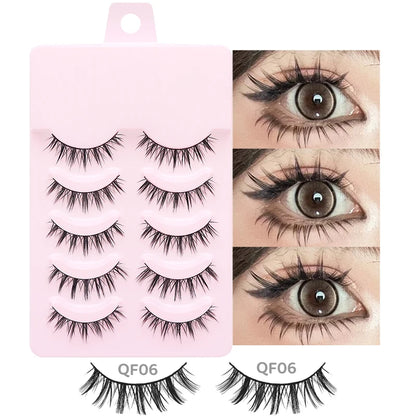 5 Pairs Manga Lashes Eyes Lashes Soft Natural Long Eyelashes Fake Lashes Anime Wispy Strip False Eyelashes Makeup