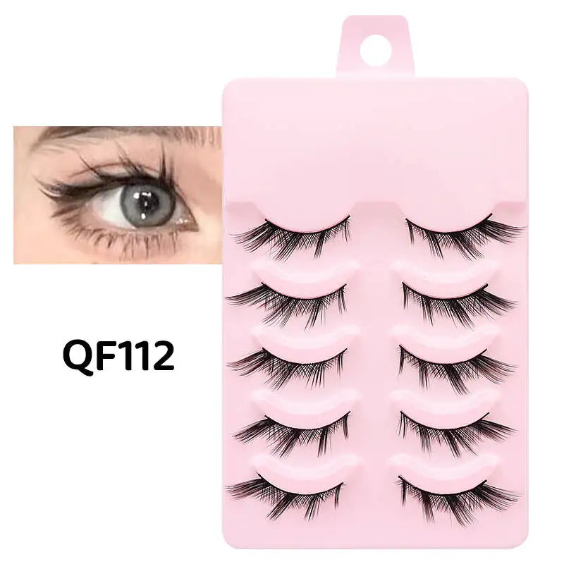 5 Pairs Manga Lashes Eyes Lashes Soft Natural Long Eyelashes Fake Lashes Anime Wispy Strip False Eyelashes Makeup