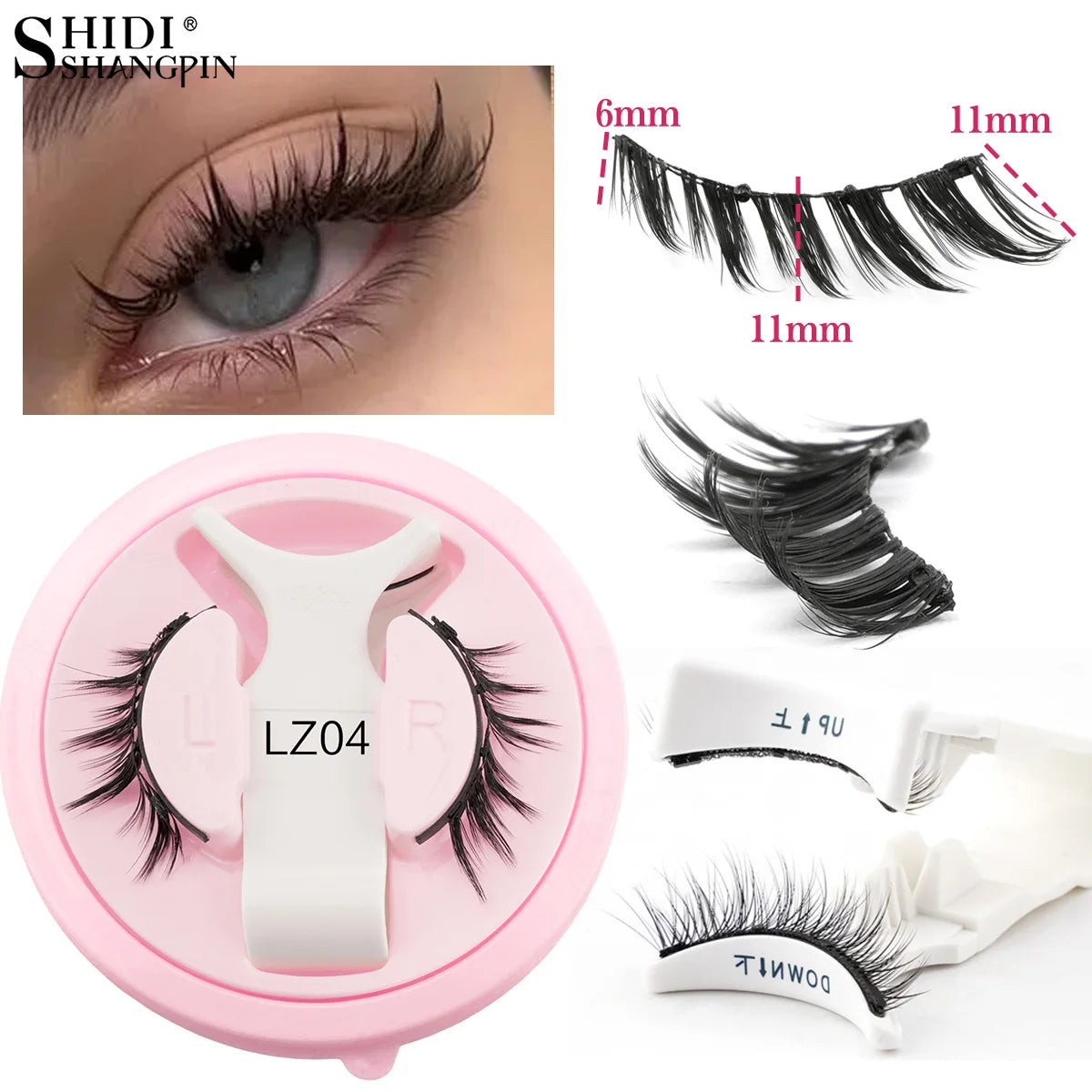 1 Pair Reusable Magnetic False Eyelashes – Natural Mink