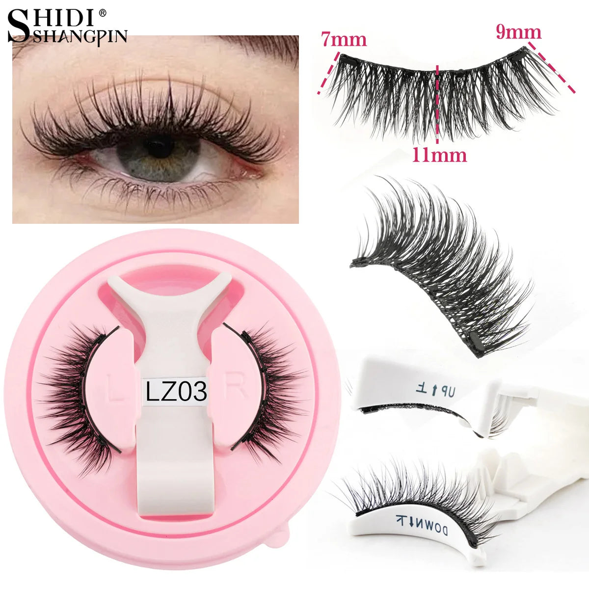 1 Pair Reusable Magnetic False Eyelashes – Natural Mink