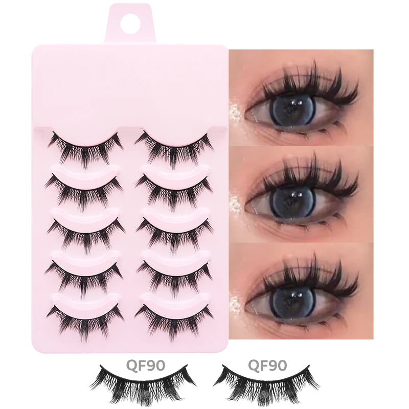 5 Pairs Manga Lashes Eyes Lashes Soft Natural Long Eyelashes Fake Lashes Anime Wispy Strip False Eyelashes Makeup