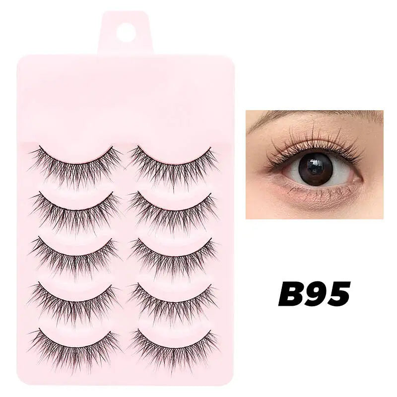 5 Pairs Manga Lashes Eyes Lashes Soft Natural Long Eyelashes Fake Lashes Anime Wispy Strip False Eyelashes Makeup