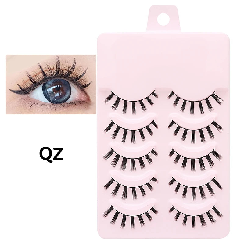 5 Pairs Manga Lashes Eyes Lashes Soft Natural Long Eyelashes Fake Lashes Anime Wispy Strip False Eyelashes Makeup