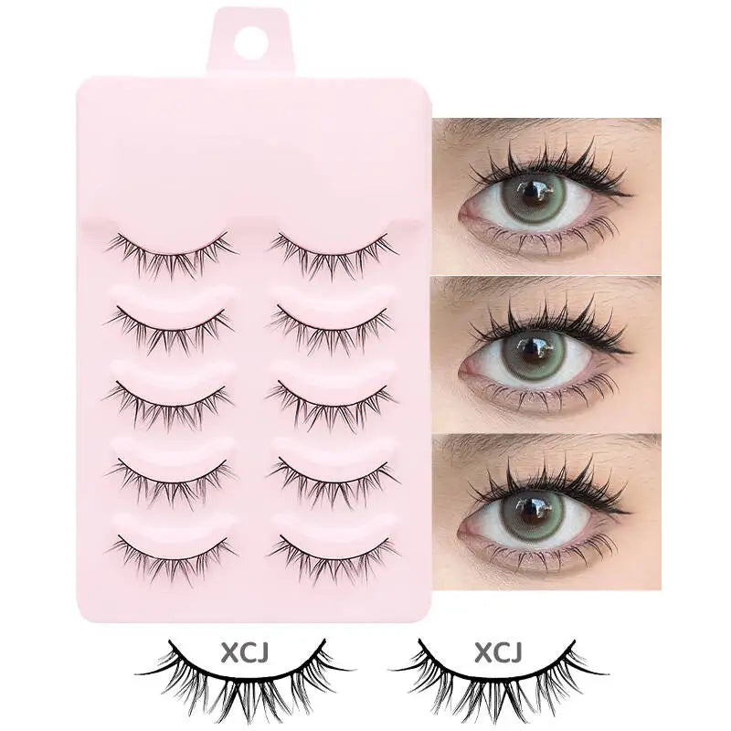 5 Pairs Manga Lashes Eyes Lashes Soft Natural Long Eyelashes Fake Lashes Anime Wispy Strip False Eyelashes Makeup