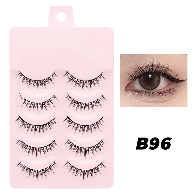 5 Pairs Manga Lashes Eyes Lashes Soft Natural Long Eyelashes Fake Lashes Anime Wispy Strip False Eyelashes Makeup