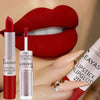 Long-Lasting Velvet Matte Lipstick and Double-Head Lip Gloss - Waterproof 2-in-1 Matte Red Makeup
