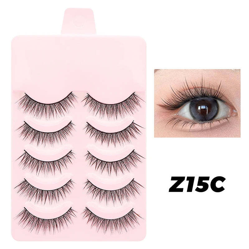 5 Pairs Manga Lashes Eyes Lashes Soft Natural Long Eyelashes Fake Lashes Anime Wispy Strip False Eyelashes Makeup