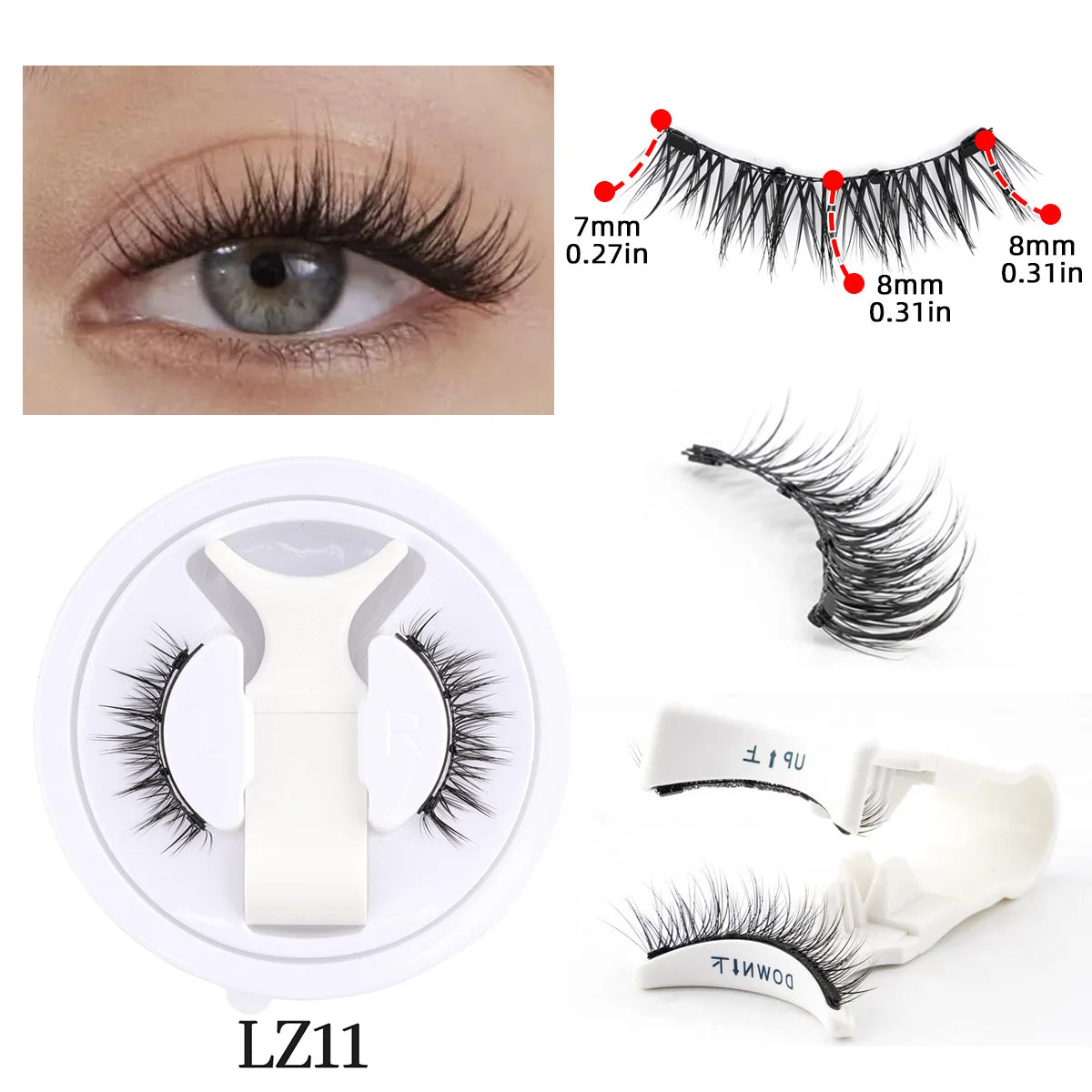1 Pair Reusable Magnetic False Eyelashes – Natural Mink