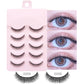 5 Pairs Manga Lashes Eyes Lashes Soft Natural Long Eyelashes Fake Lashes Anime Wispy Strip False Eyelashes Makeup