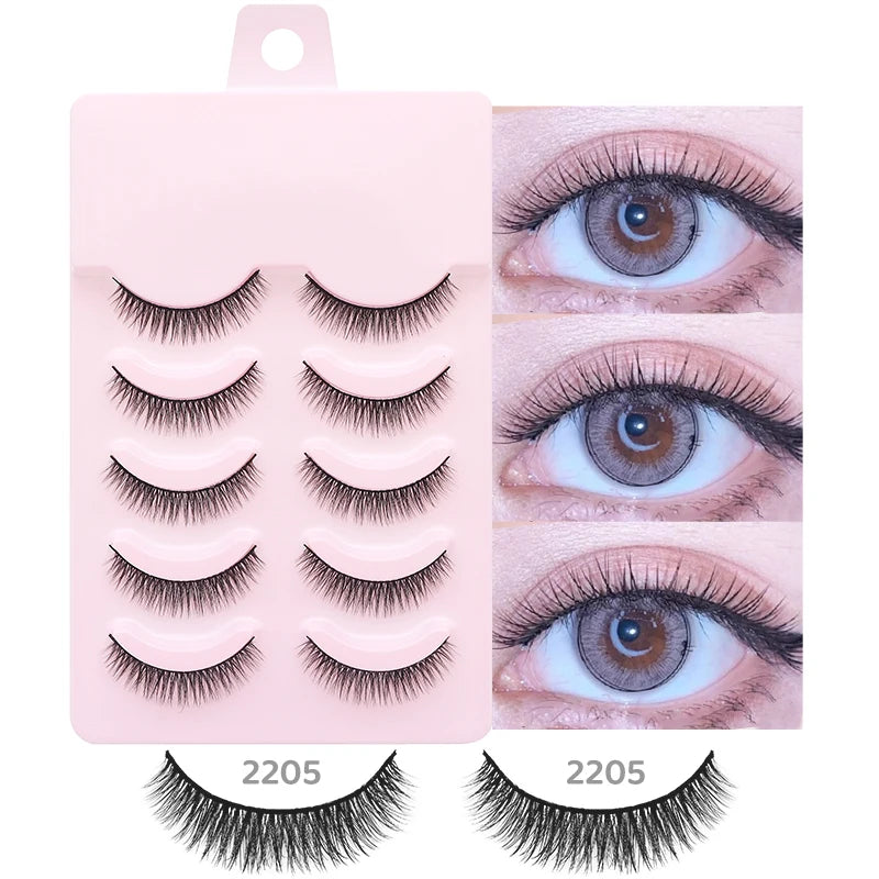 5 Pairs Manga Lashes Eyes Lashes Soft Natural Long Eyelashes Fake Lashes Anime Wispy Strip False Eyelashes Makeup