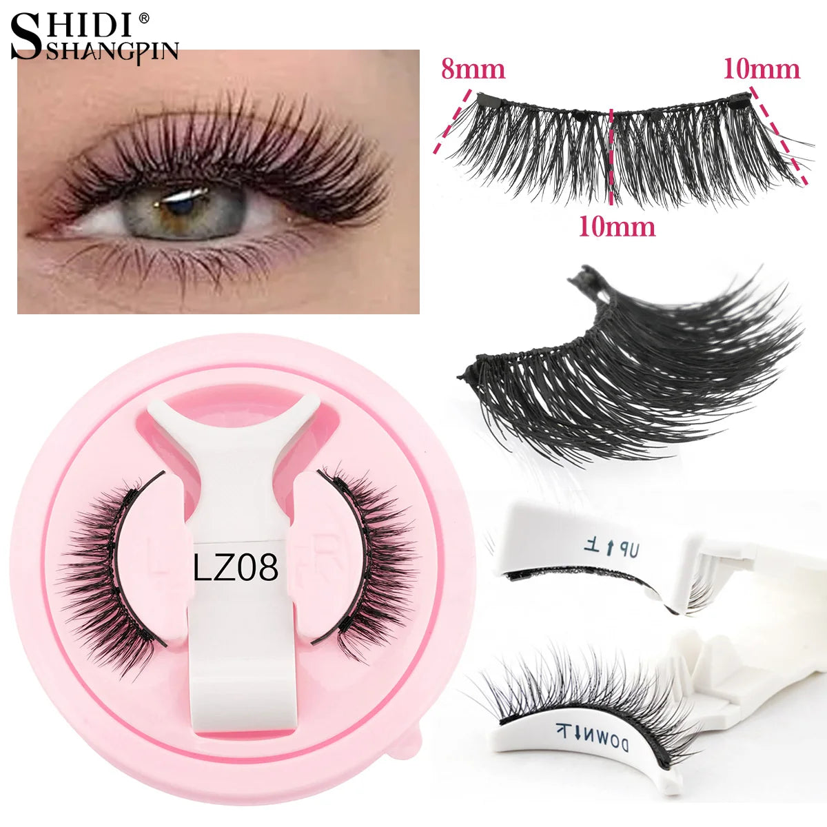 1 Pair Reusable Magnetic False Eyelashes – Natural Mink