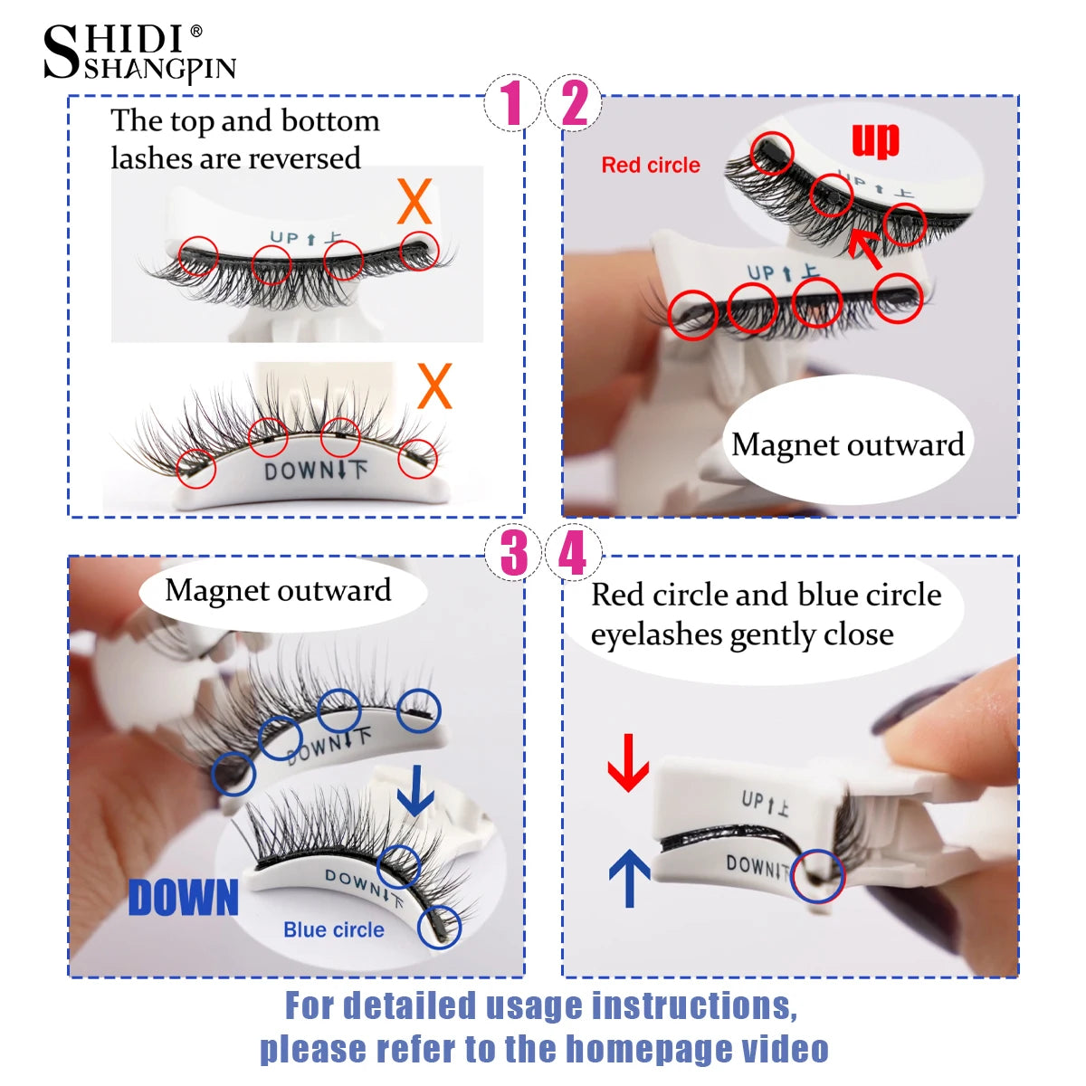1 Pair Reusable Magnetic False Eyelashes – Natural Mink