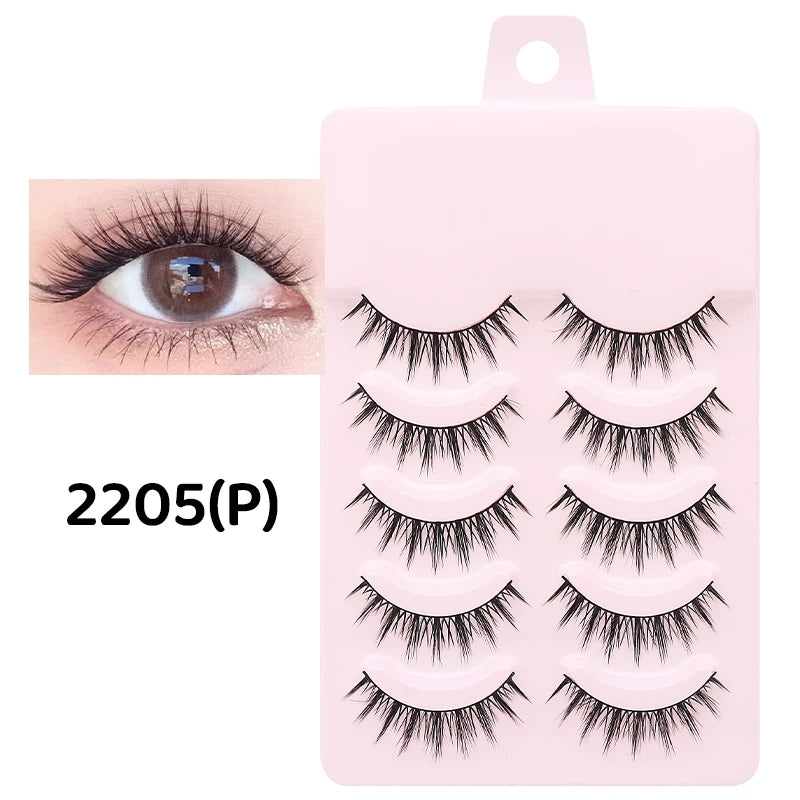 5 Pairs Manga Lashes Eyes Lashes Soft Natural Long Eyelashes Fake Lashes Anime Wispy Strip False Eyelashes Makeup