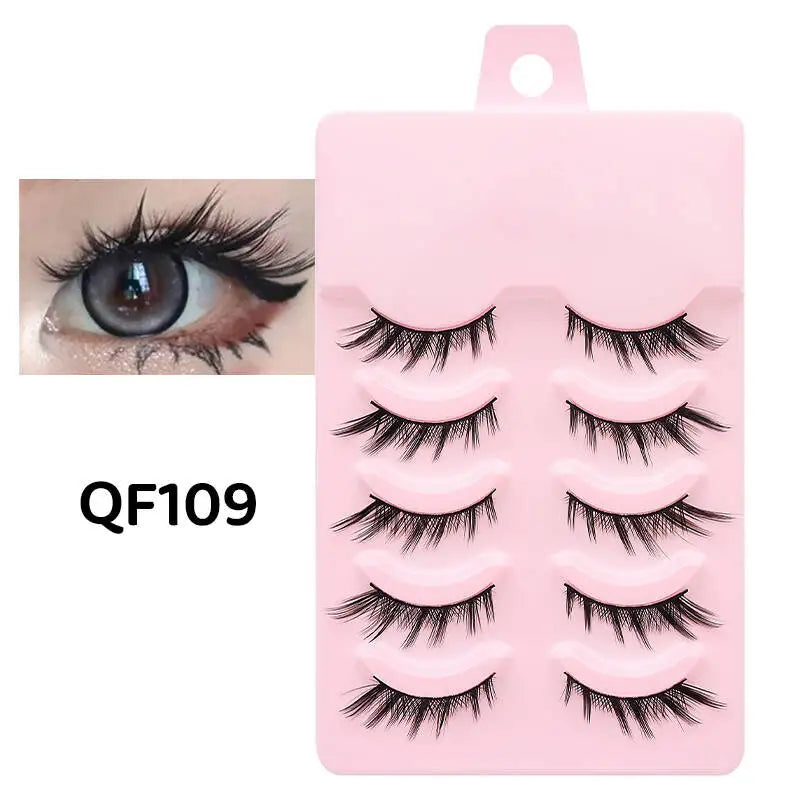 5 Pairs Manga Lashes Eyes Lashes Soft Natural Long Eyelashes Fake Lashes Anime Wispy Strip False Eyelashes Makeup