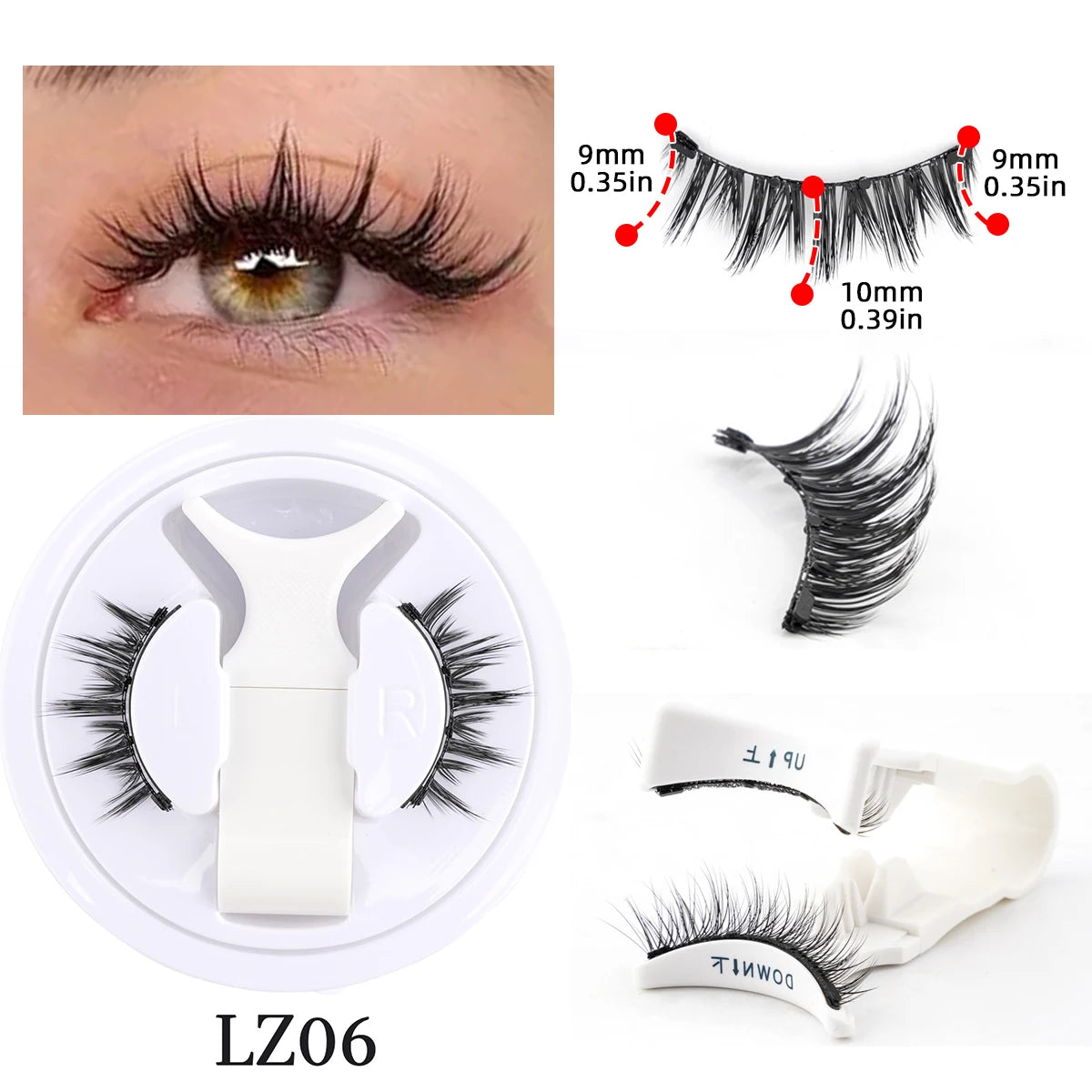 1 Pair Reusable Magnetic False Eyelashes – Natural Mink