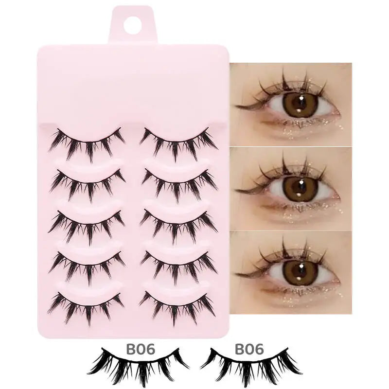 5 Pairs Manga Lashes Eyes Lashes Soft Natural Long Eyelashes Fake Lashes Anime Wispy Strip False Eyelashes Makeup