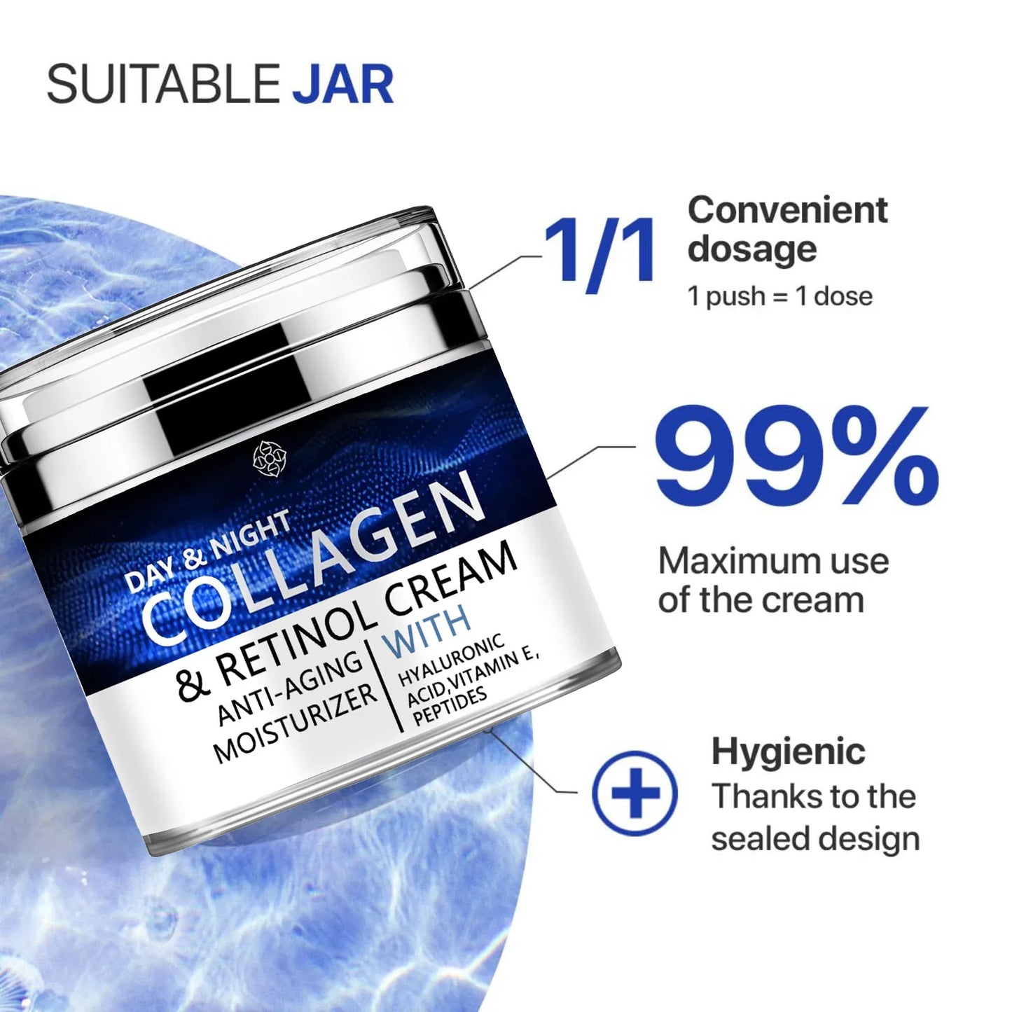 Collagen Face Cream with Retinol & Hyaluronic Acid – Day & Night Anti-Aging Moisturizer