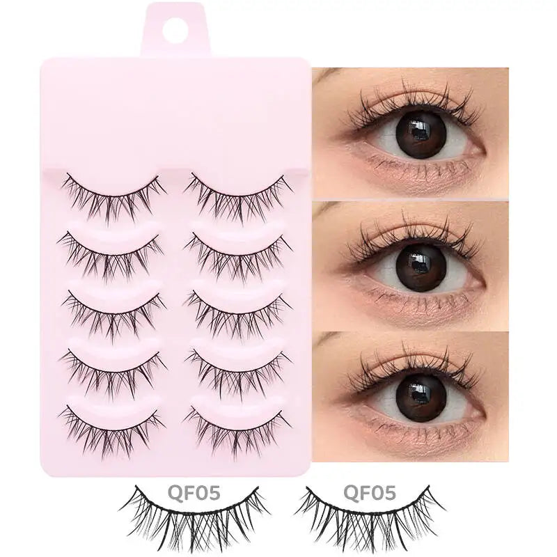 5 Pairs Manga Lashes Eyes Lashes Soft Natural Long Eyelashes Fake Lashes Anime Wispy Strip False Eyelashes Makeup