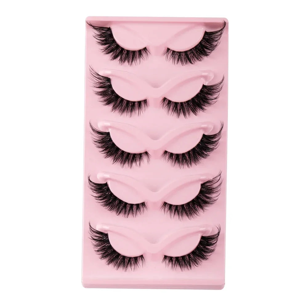 5 Pairs Cat Eye Faux Mink Lashes – Winged & Long