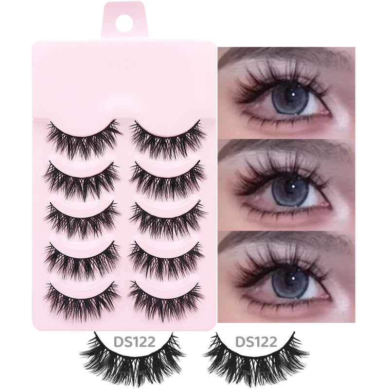 5 Pairs Manga Lashes Eyes Lashes Soft Natural Long Eyelashes Fake Lashes Anime Wispy Strip False Eyelashes Makeup