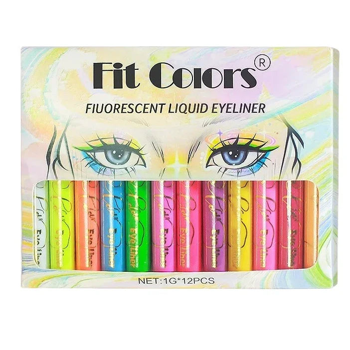 12-Color Neon Liquid Eyeliner Pen – UV Blacklight