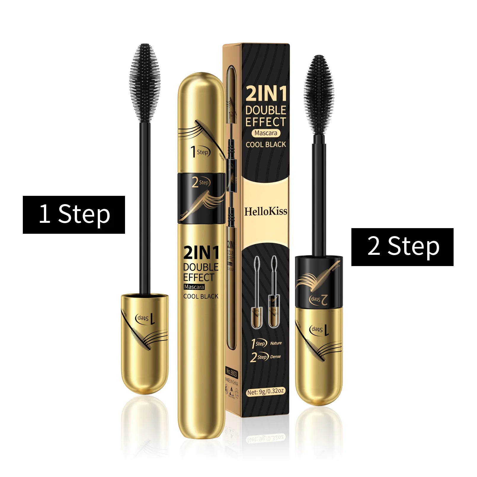 2-in-1 Slim Curl Waterproof Mascara – 4D Thickening